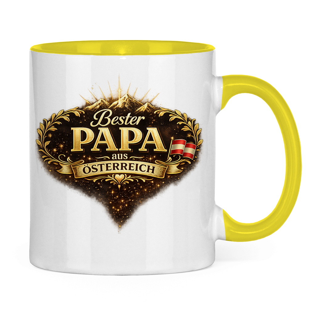 Zweifarbige Tasse „Bester Papa aus Österreich“ – Lustige Papa Keramiktasse Geschenkidee