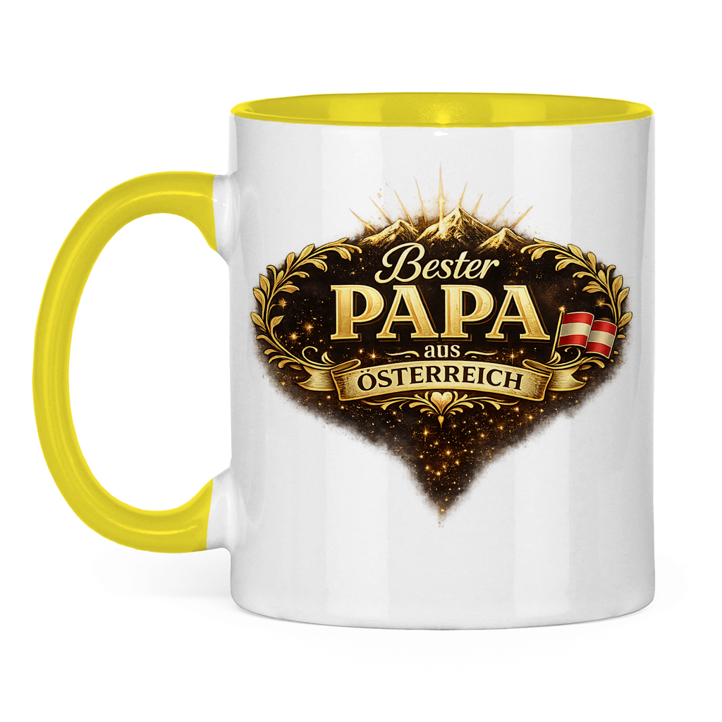 Zweifarbige Tasse „Bester Papa aus Österreich“ – Lustige Papa Keramiktasse Geschenkidee
