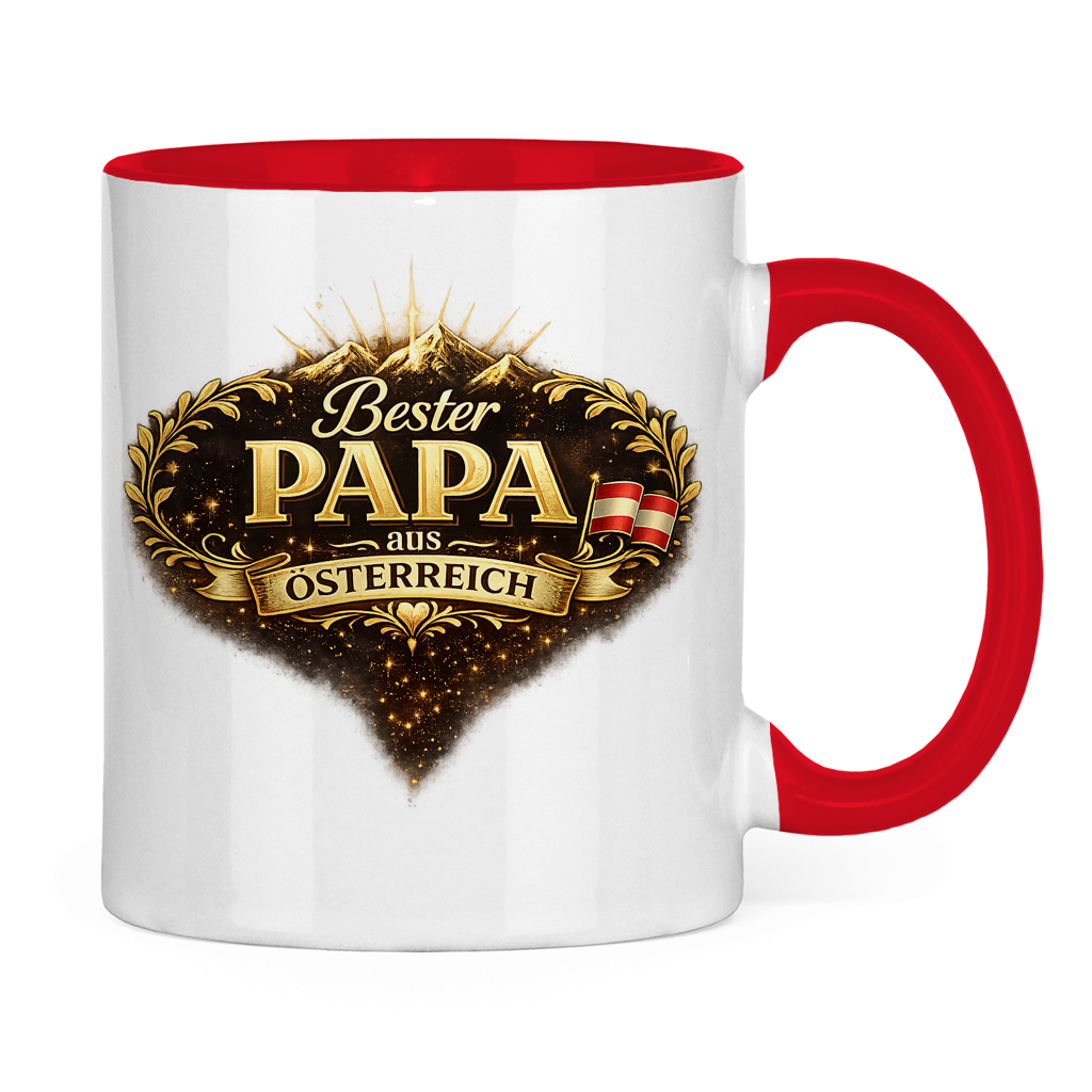 Zweifarbige Tasse „Bester Papa aus Österreich“ – Lustige Papa Keramiktasse Geschenkidee