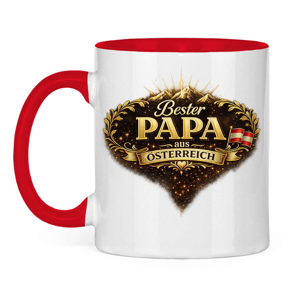 Zweifarbige Tasse „Bester Papa aus Österreich“ – Lustige Papa Keramiktasse Geschenkidee