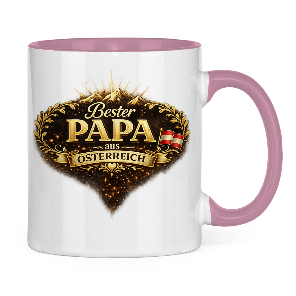 Zweifarbige Tasse „Bester Papa aus Österreich“ – Lustige Papa Keramiktasse Geschenkidee
