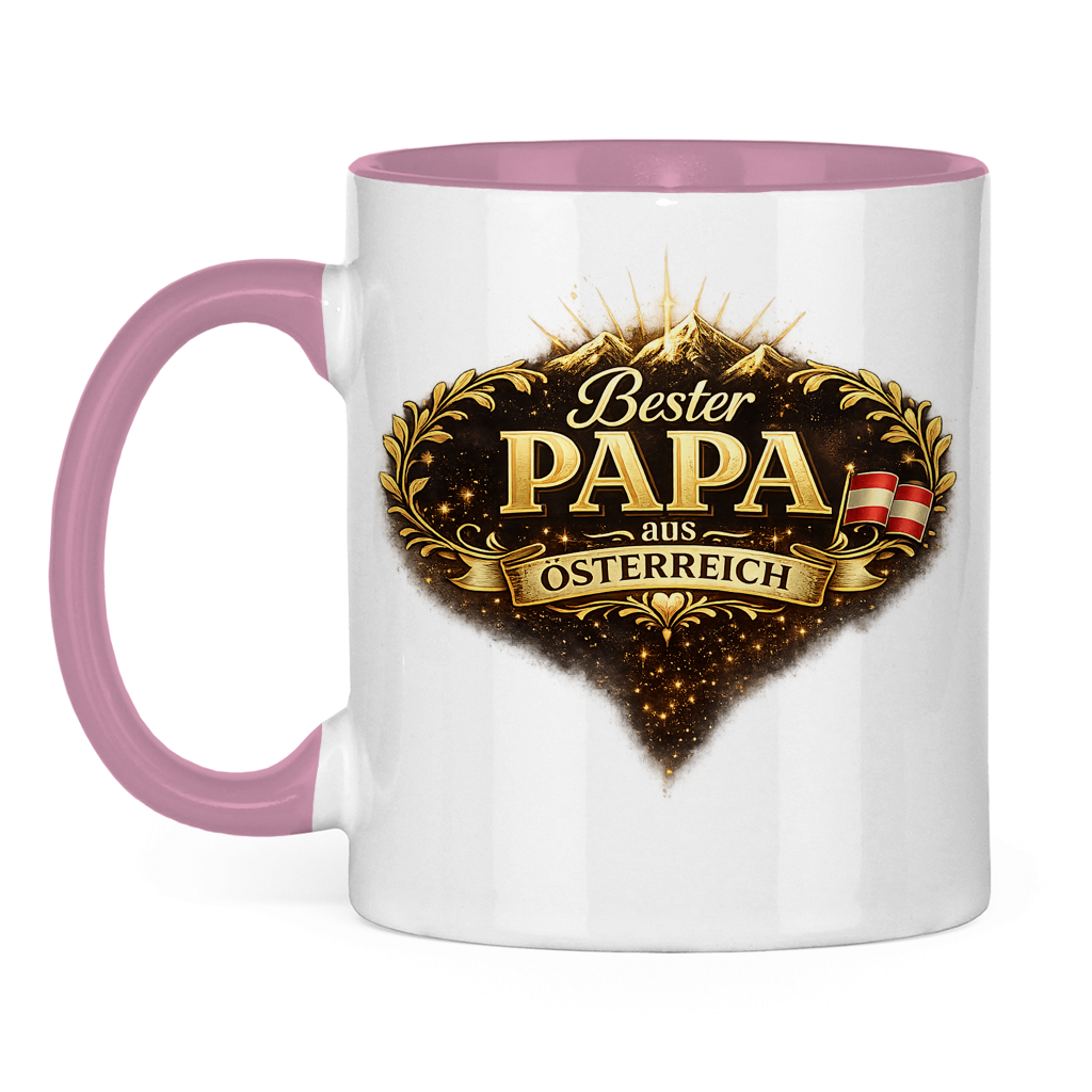 Zweifarbige Tasse „Bester Papa aus Österreich“ – Lustige Papa Keramiktasse Geschenkidee