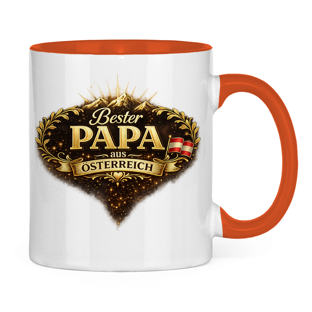 Zweifarbige Tasse „Bester Papa aus Österreich“ – Lustige Papa Keramiktasse Geschenkidee