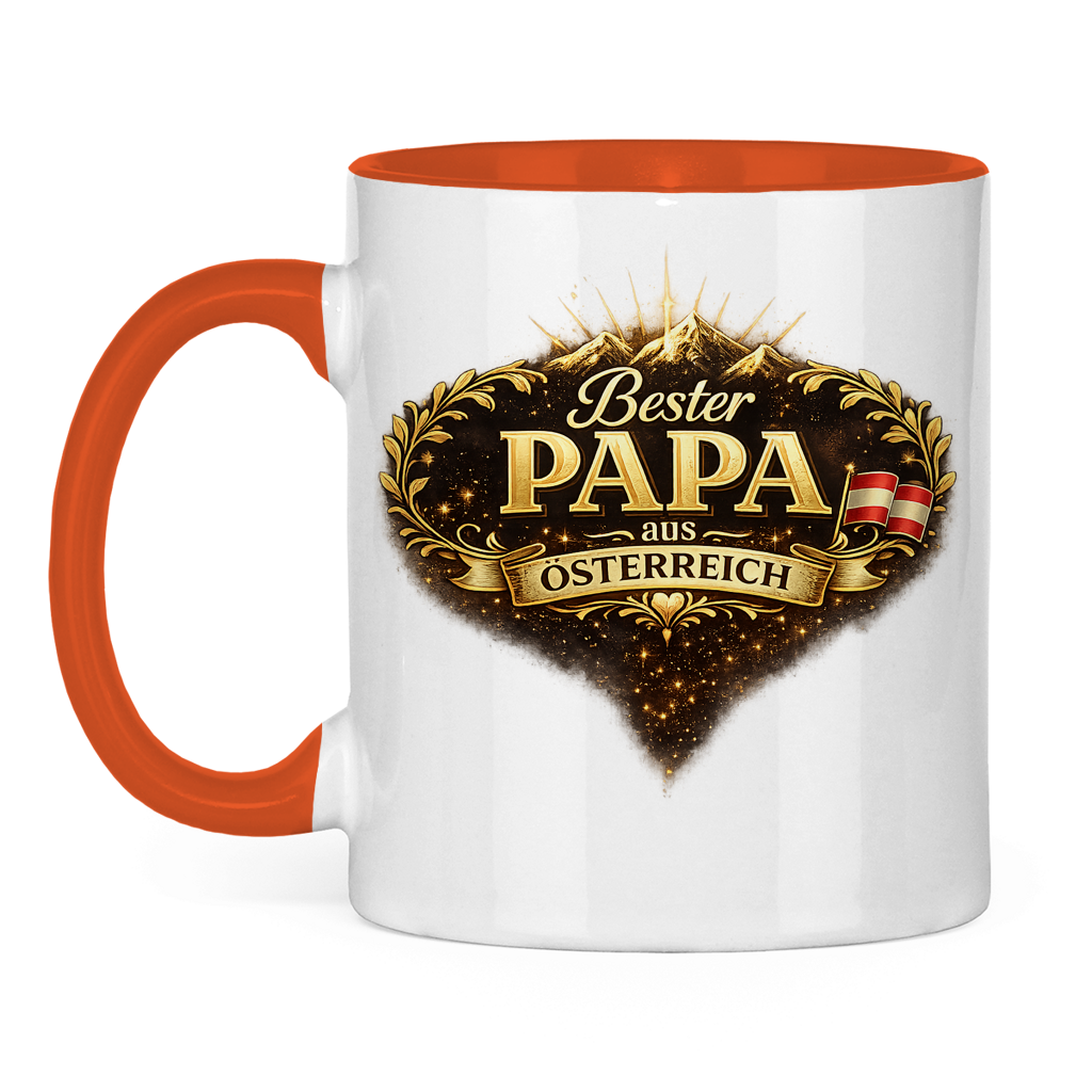 Zweifarbige Tasse „Bester Papa aus Österreich“ – Lustige Papa Keramiktasse Geschenkidee