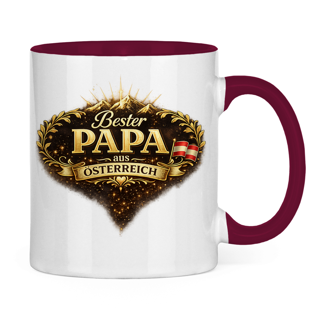 Zweifarbige Tasse „Bester Papa aus Österreich“ – Lustige Papa Keramiktasse Geschenkidee