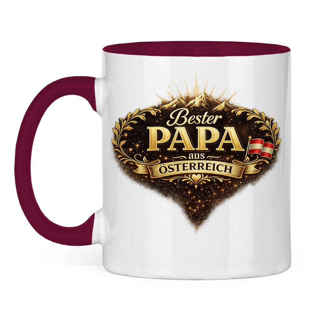 Zweifarbige Tasse „Bester Papa aus Österreich“ – Lustige Papa Keramiktasse Geschenkidee