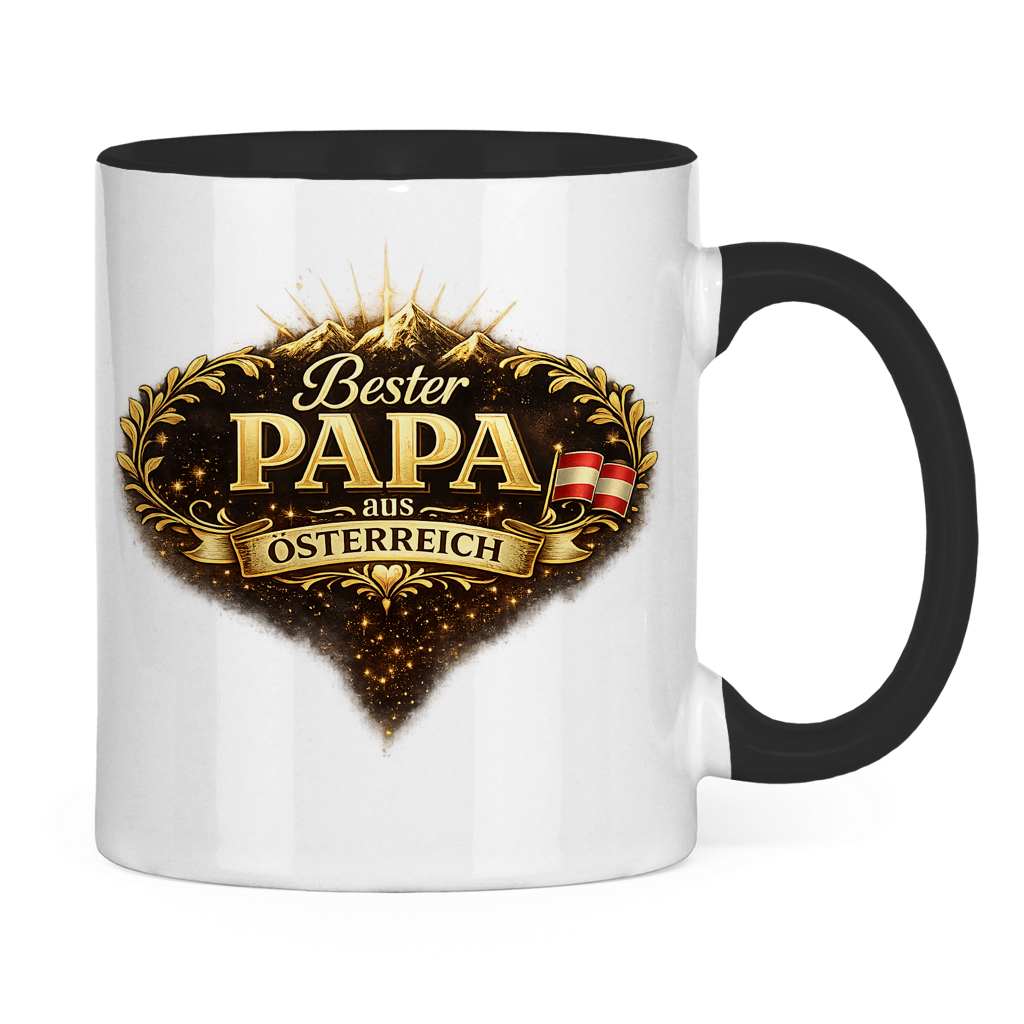 Zweifarbige Tasse „Bester Papa aus Österreich“ – Lustige Papa Keramiktasse Geschenkidee