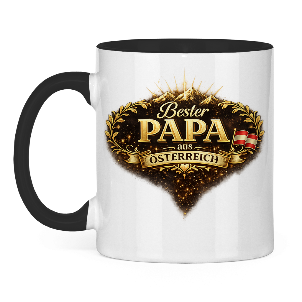 Zweifarbige Tasse „Bester Papa aus Österreich“ – Lustige Papa Keramiktasse Geschenkidee