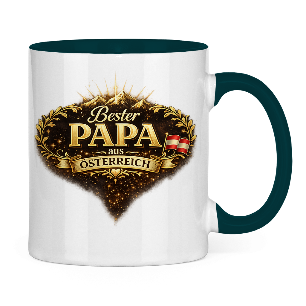 Zweifarbige Tasse „Bester Papa aus Österreich“ – Lustige Papa Keramiktasse Geschenkidee