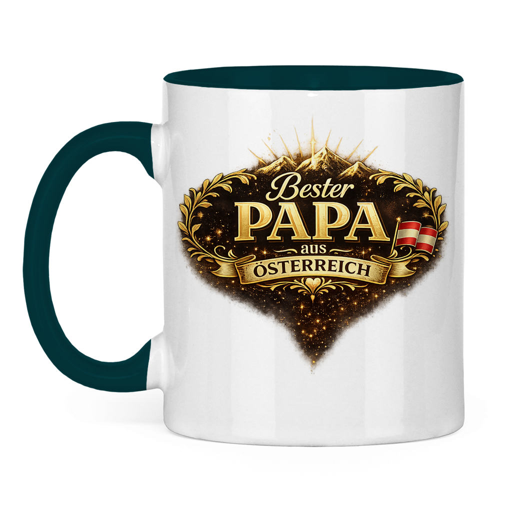 Zweifarbige Tasse „Bester Papa aus Österreich“ – Lustige Papa Keramiktasse Geschenkidee