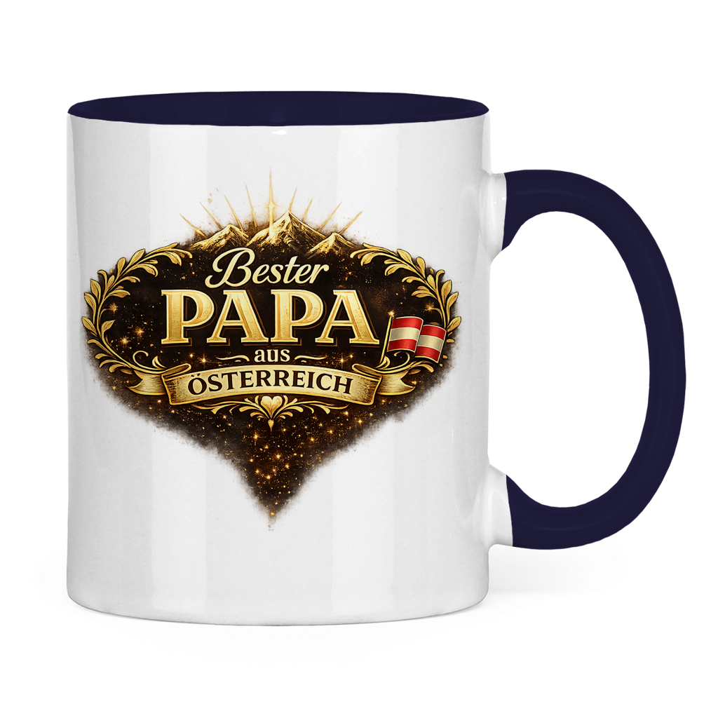 Zweifarbige Tasse „Bester Papa aus Österreich“ – Lustige Papa Keramiktasse Geschenkidee