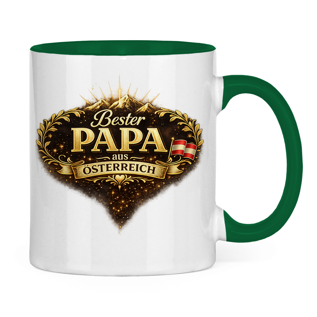 Zweifarbige Tasse „Bester Papa aus Österreich“ – Lustige Papa Keramiktasse Geschenkidee