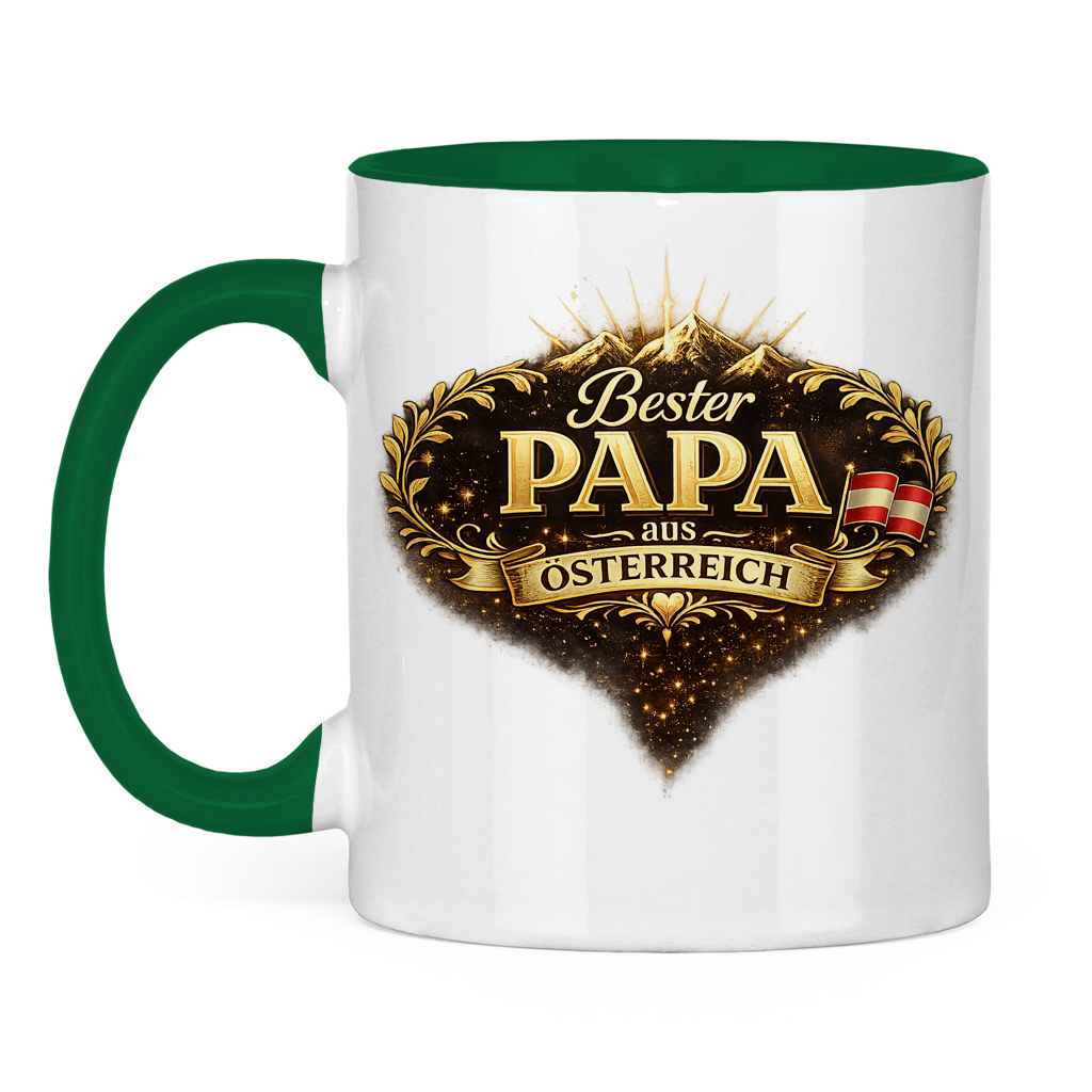 Zweifarbige Tasse „Bester Papa aus Österreich“ – Lustige Papa Keramiktasse Geschenkidee