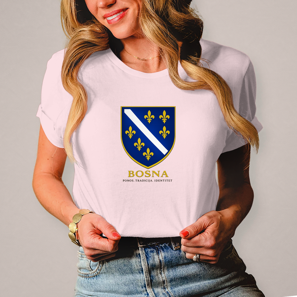 Damen T-Shirt „Bosna – Ponos. Tradicija. Identitet.“ | Bosnischer Streetwear Style