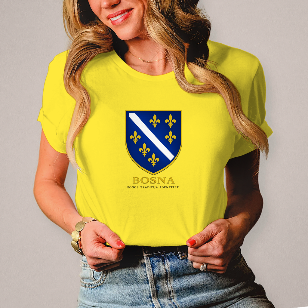 Damen T-Shirt „Bosna – Ponos. Tradicija. Identitet.“ | Bosnischer Streetwear Style