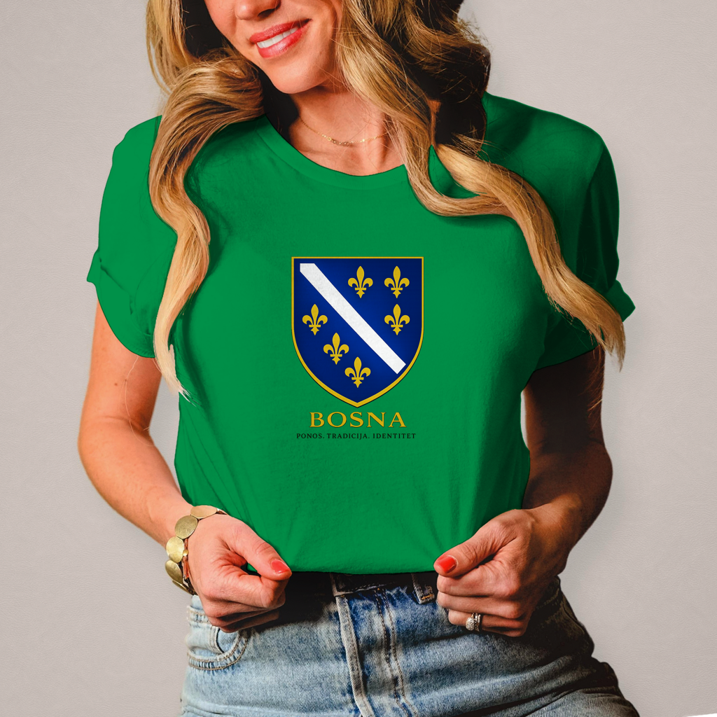 Damen T-Shirt „Bosna – Ponos. Tradicija. Identitet.“ | Bosnischer Streetwear Style
