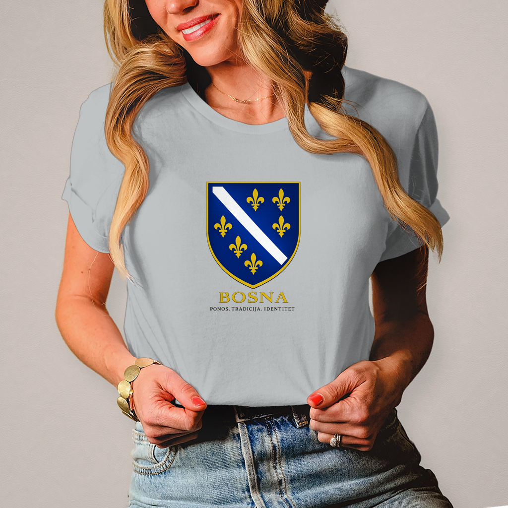 Damen T-Shirt „Bosna – Ponos. Tradicija. Identitet.“ | Bosnischer Streetwear Style