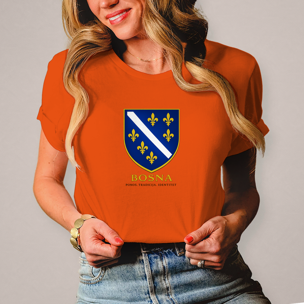 Damen T-Shirt „Bosna – Ponos. Tradicija. Identitet.“ | Bosnischer Streetwear Style