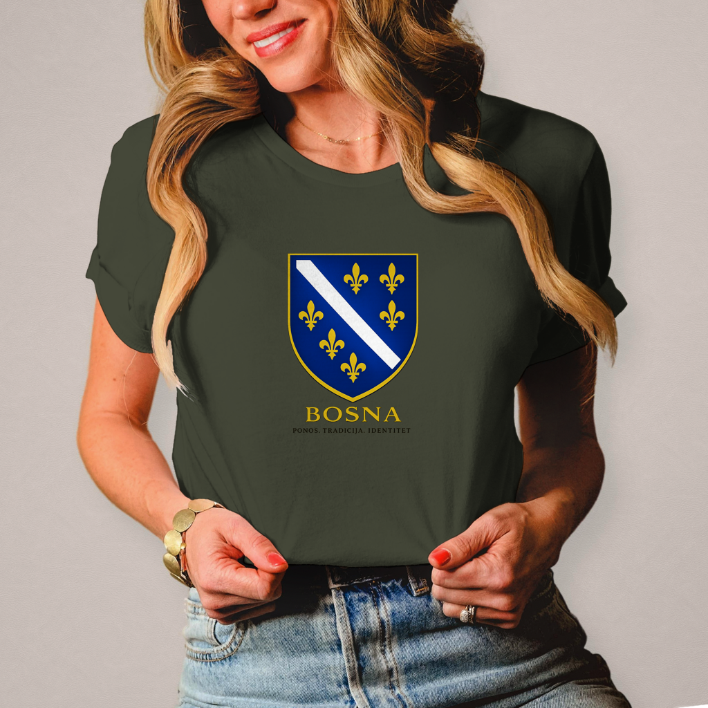 Damen T-Shirt „Bosna – Ponos. Tradicija. Identitet.“ | Bosnischer Streetwear Style