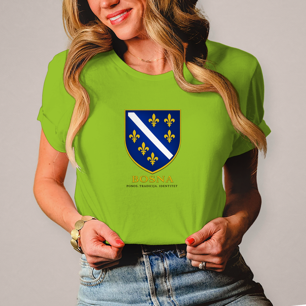 Damen T-Shirt „Bosna – Ponos. Tradicija. Identitet.“ | Bosnischer Streetwear Style