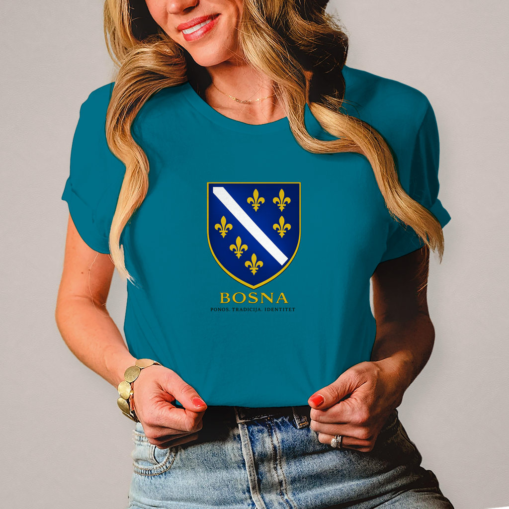 Damen T-Shirt „Bosna – Ponos. Tradicija. Identitet.“ | Bosnischer Streetwear Style
