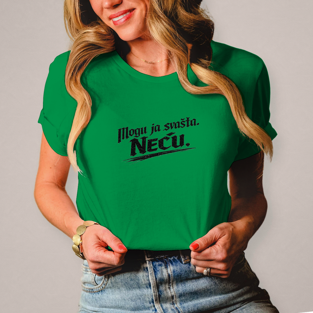 Damen T-Shirt „Mogu ja svašta. Neću.“ – Balkanski Humor Streetwear Shirt