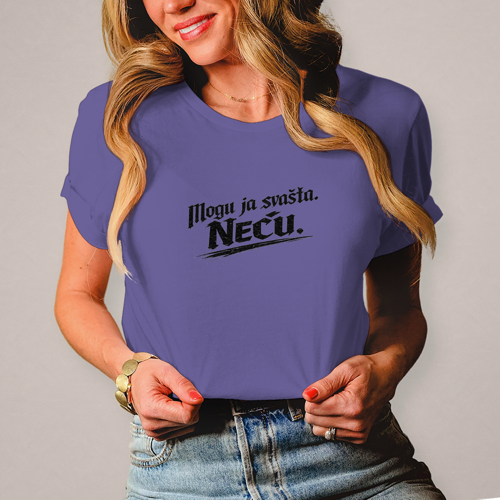 Damen T-Shirt „Mogu ja svašta. Neću.“ – Balkanski Humor Streetwear Shirt