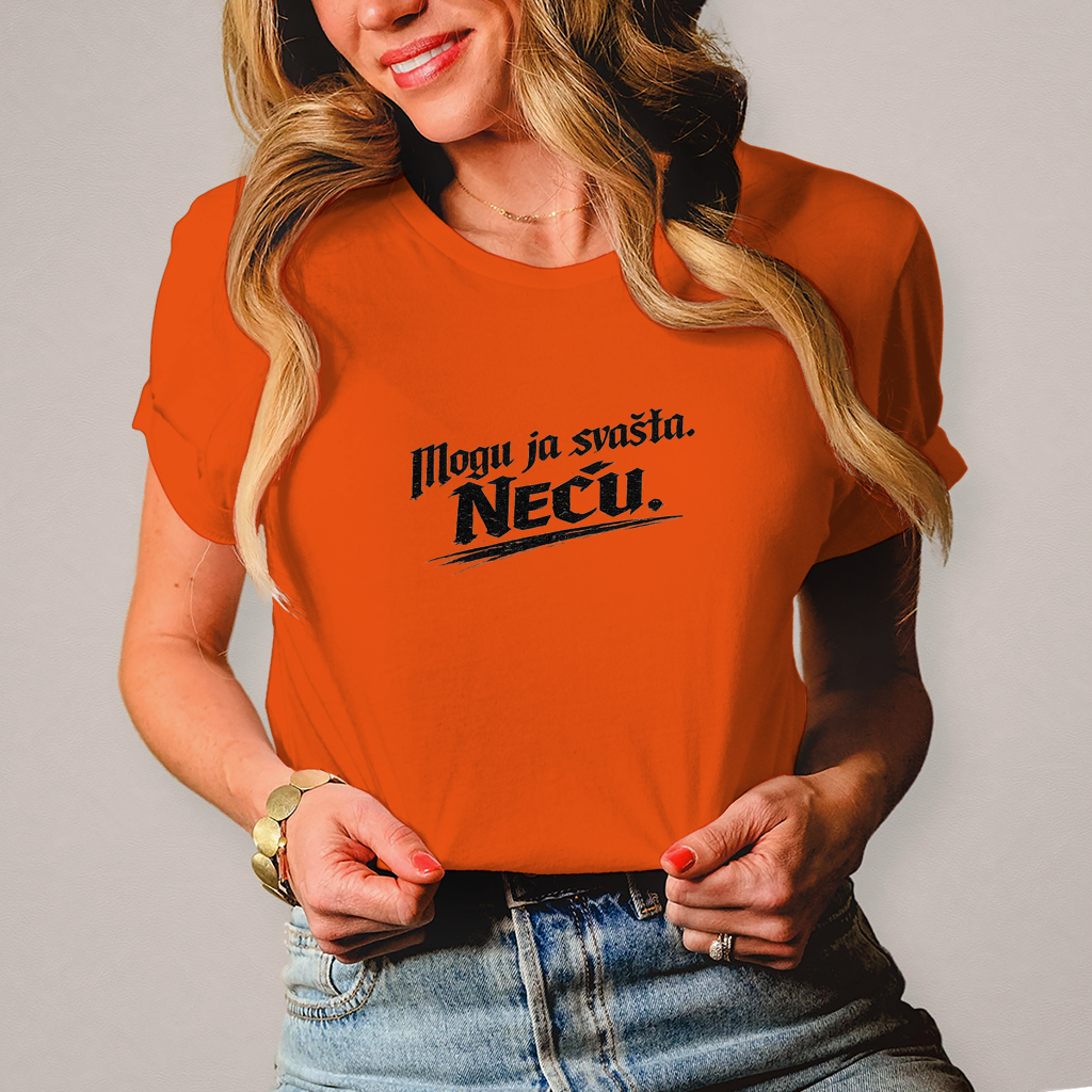 Damen T-Shirt „Mogu ja svašta. Neću.“ – Balkanski Humor Streetwear Shirt