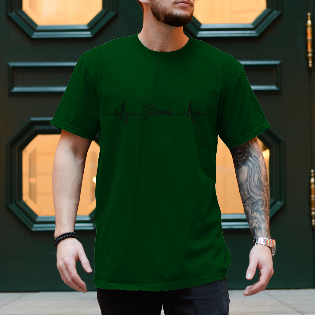Herren T-Shirt „Bosna Heartbeat“ – Minimalistisches Bosnien Streetwear Shirt