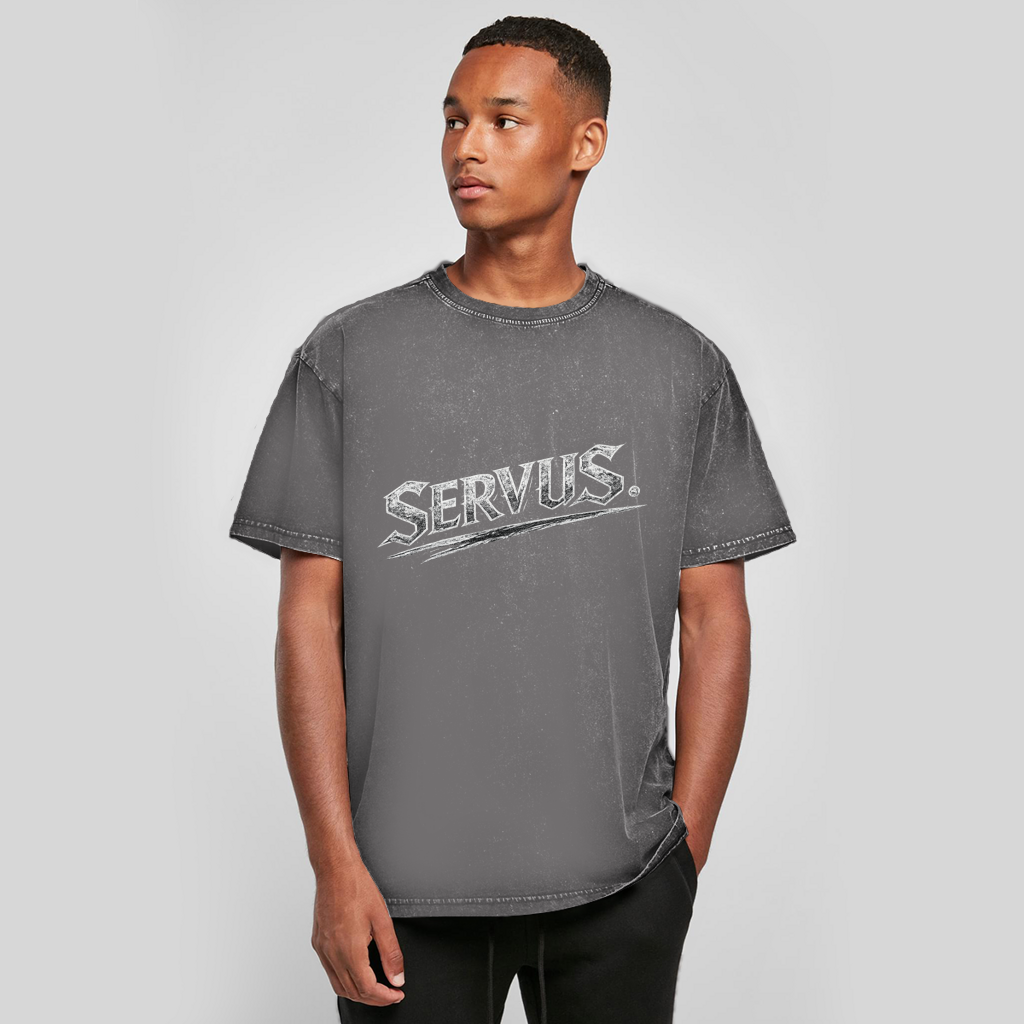 Oversize Washed T-Shirt „Servus“ – Österreichisches Acid Wash Streetwear Shirt