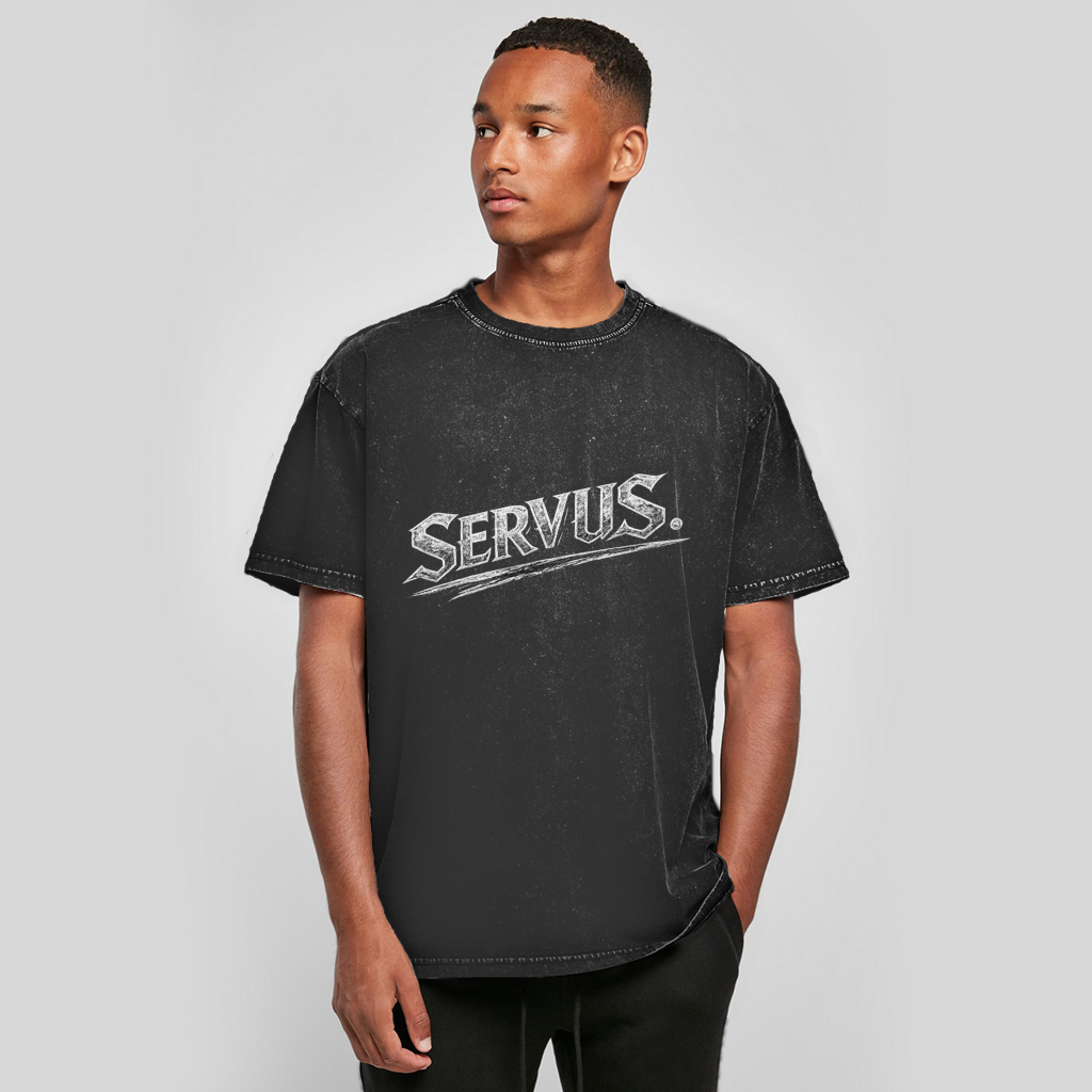 Oversize Washed T-Shirt „Servus“ – Österreichisches Acid Wash Streetwear Shirt