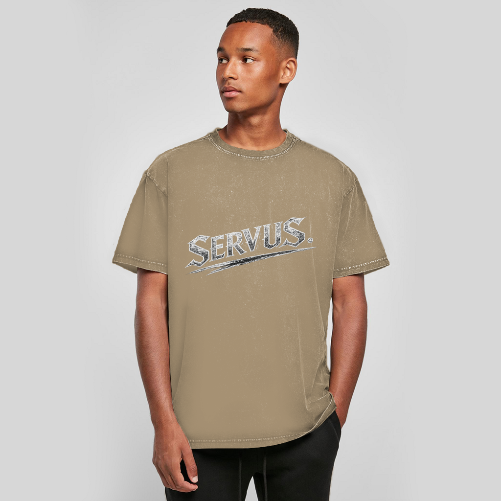 Oversize Washed T-Shirt „Servus“ – Österreichisches Acid Wash Streetwear Shirt