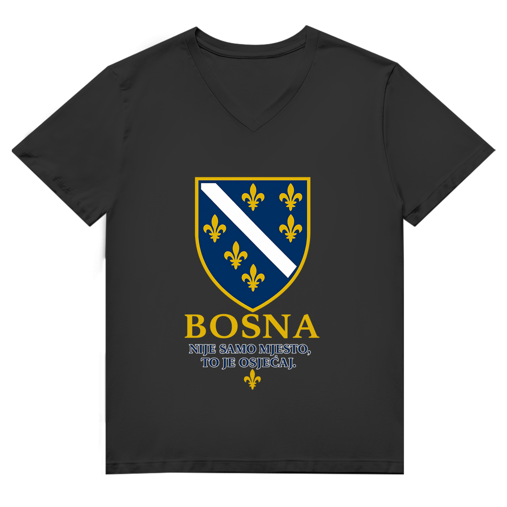 Herren Premium Bio V-Neck T-Shirt Bosna Nije Samo Mjesto To Je Osjećaj