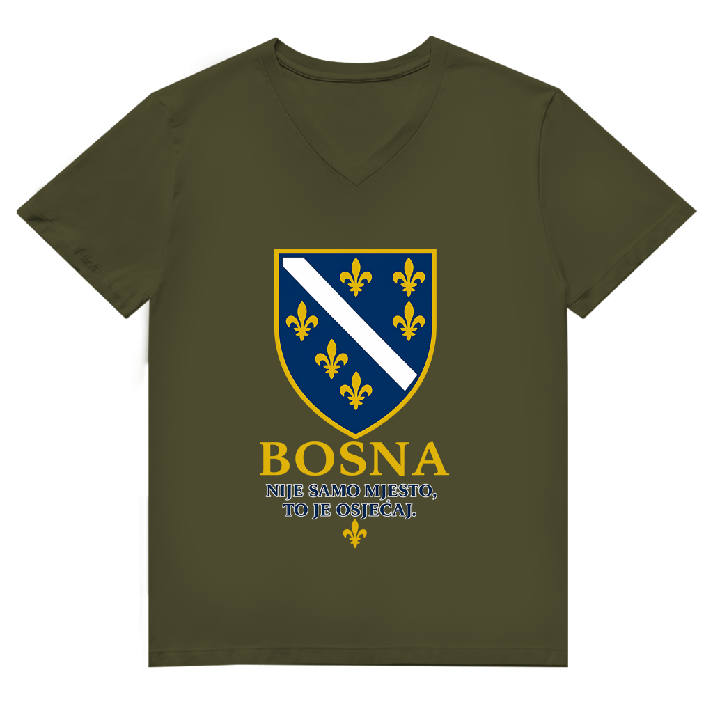Herren Premium Bio V-Neck T-Shirt Bosna Nije Samo Mjesto To Je Osjećaj