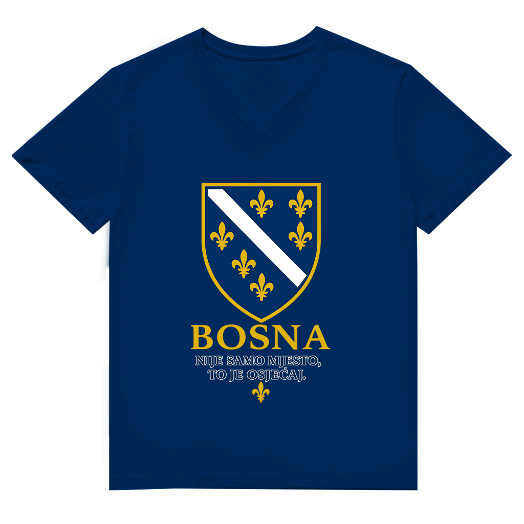 Herren Premium Bio V-Neck T-Shirt Bosna Nije Samo Mjesto To Je Osjećaj