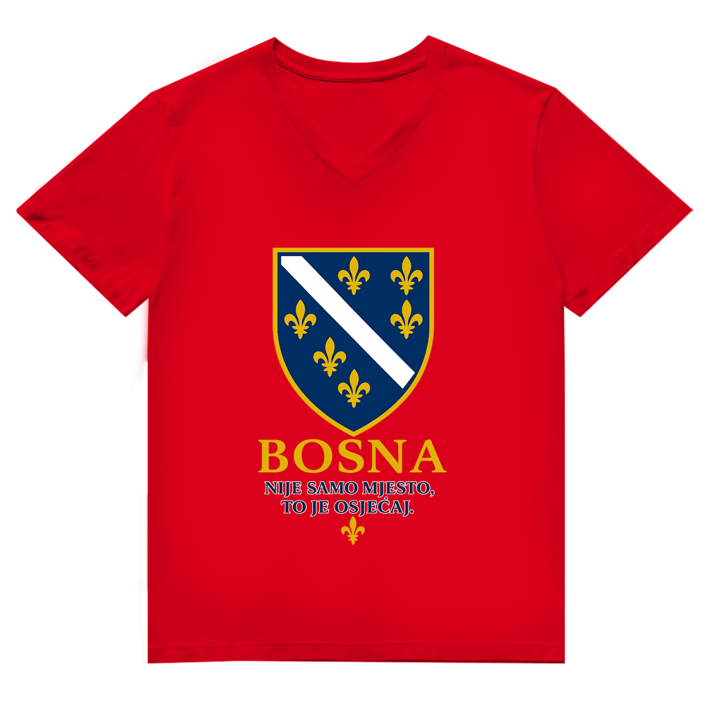 Herren Premium Bio V-Neck T-Shirt Bosna Nije Samo Mjesto To Je Osjećaj