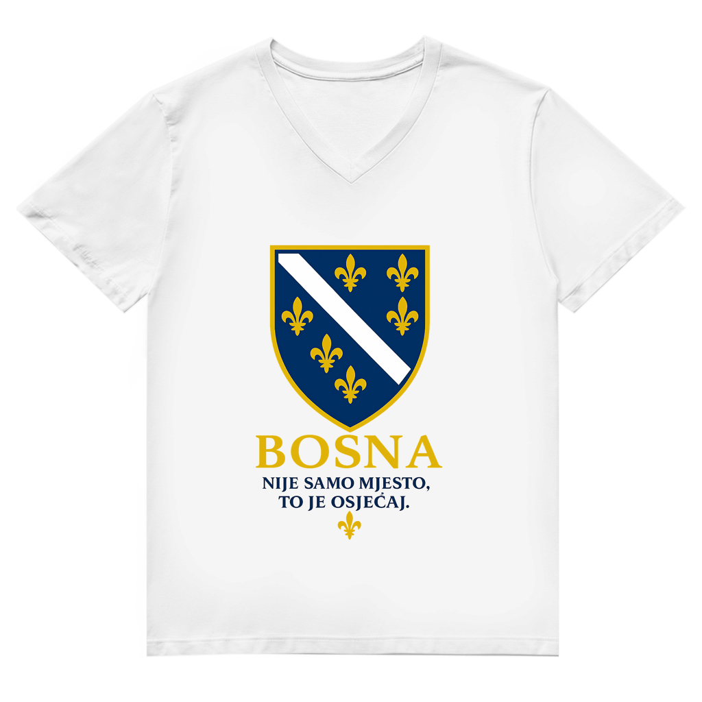 Herren Premium Bio V-Neck T-Shirt Bosna Nije Samo Mjesto To Je Osjećaj