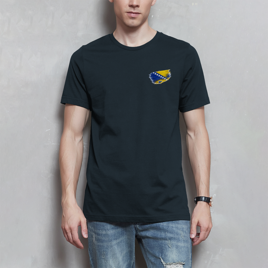 Basic Herren T-Shirt Bosnien Flagge Herz
