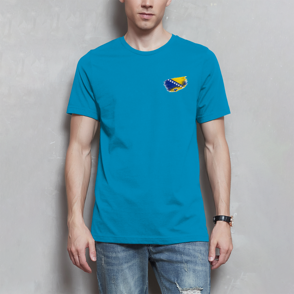 Basic Herren T-Shirt Bosnien Flagge Herz