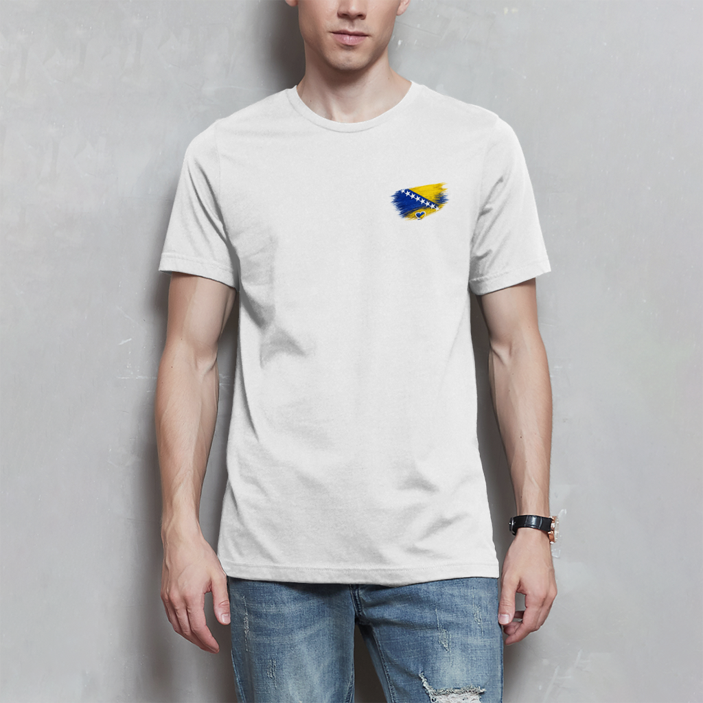 Basic Herren T-Shirt Bosnien Flagge Herz