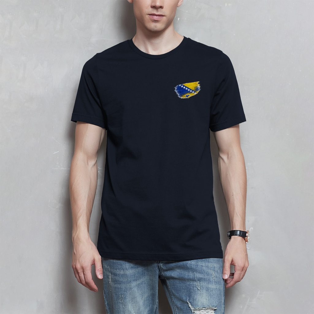 Basic Herren T-Shirt Bosnien Flagge Herz