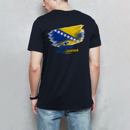 Basic Herren T-Shirt Bosnien Flagge Herz
