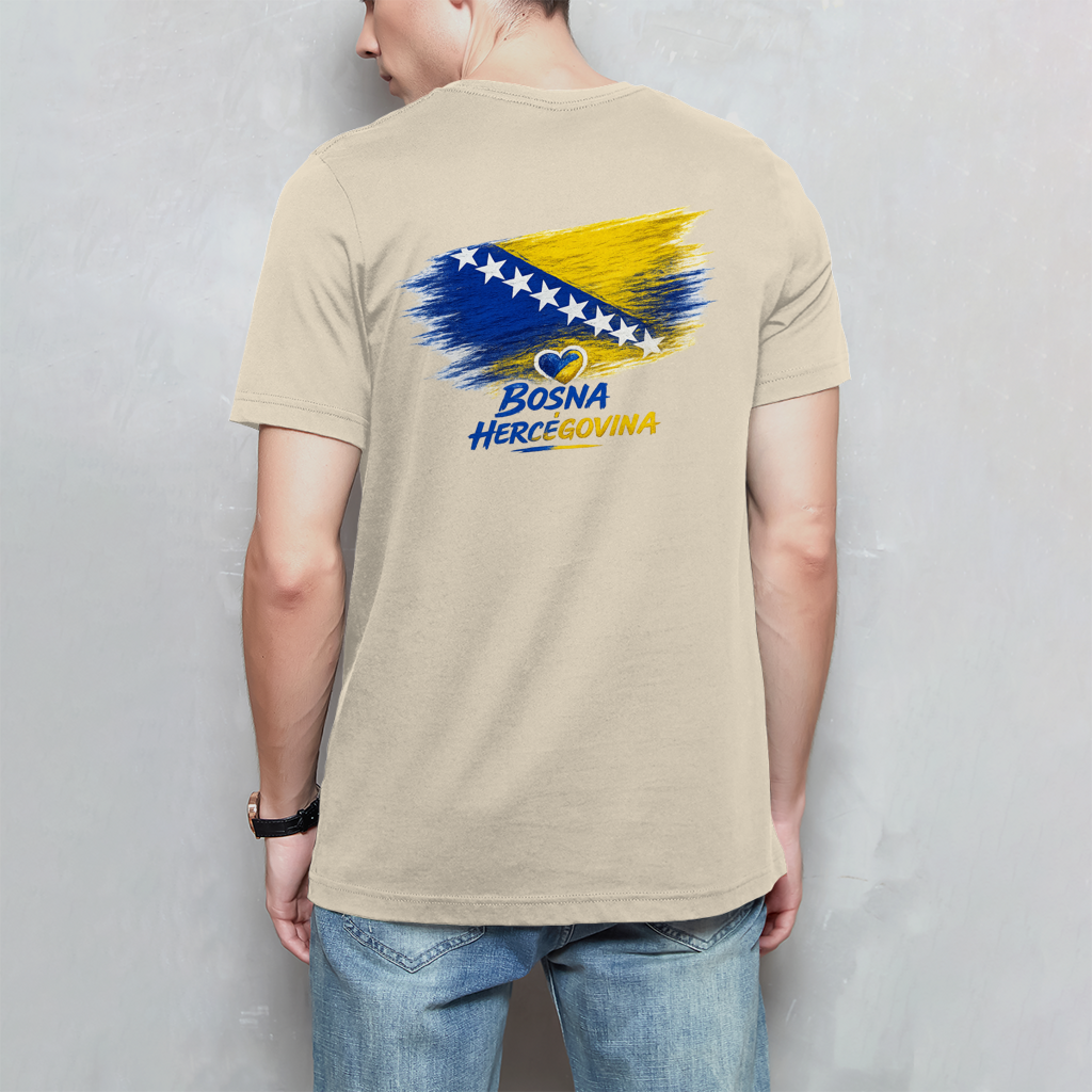 Basic Herren T-Shirt Bosnien Flagge Herz