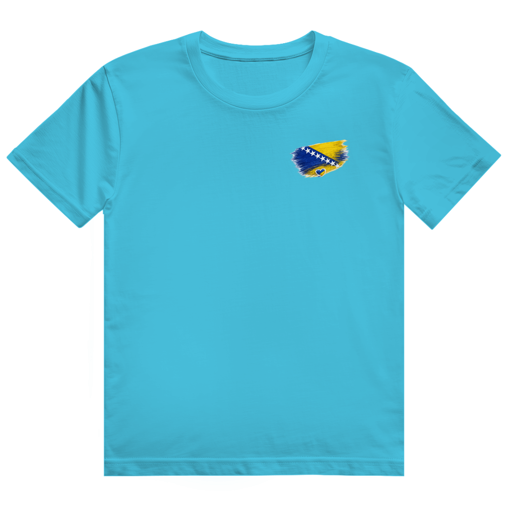 Herren Heavy Cotton T-Shirt Bosnien Flagge Herz