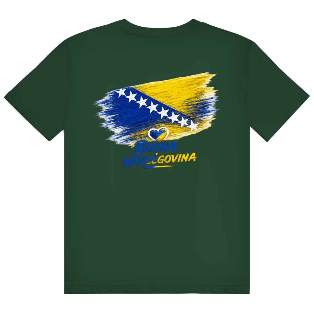 Herren Heavy Cotton T-Shirt Bosnien Flagge Herz