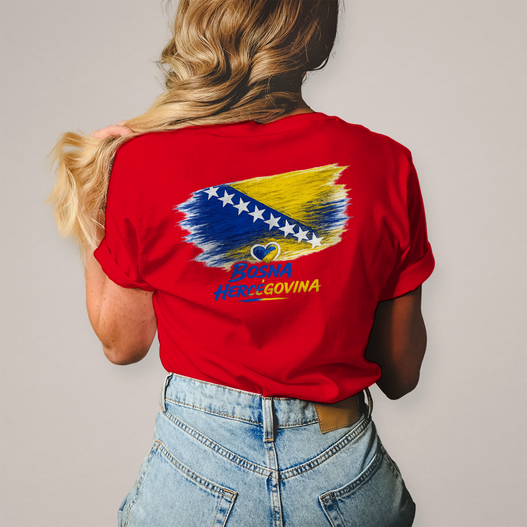 Damen T-Shirt  Bosnien Flagge Herz