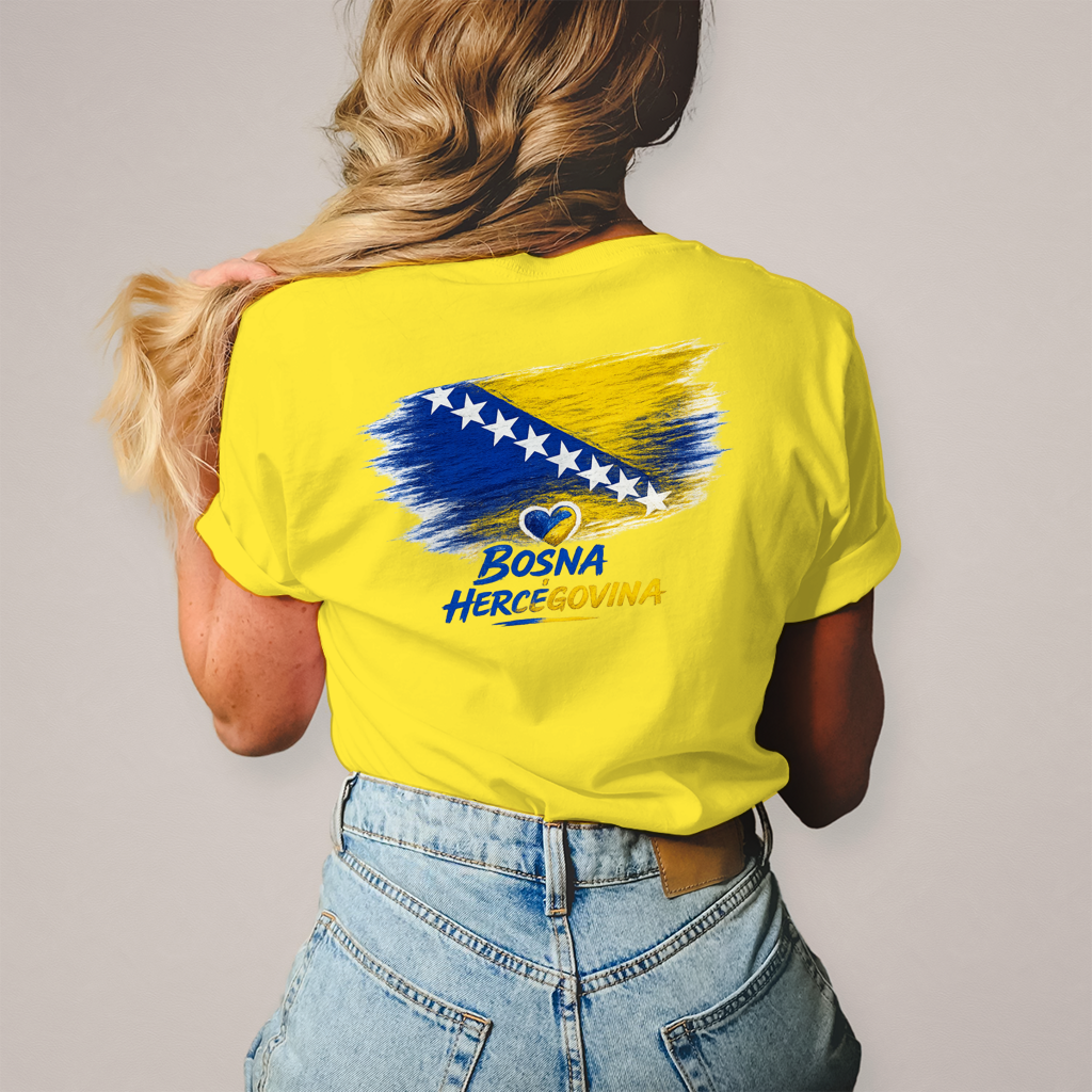 Damen T-Shirt  Bosnien Flagge Herz