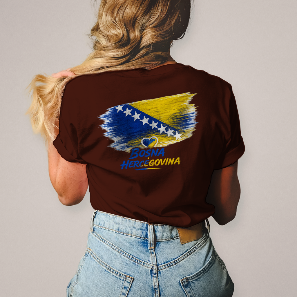 Damen T-Shirt  Bosnien Flagge Herz