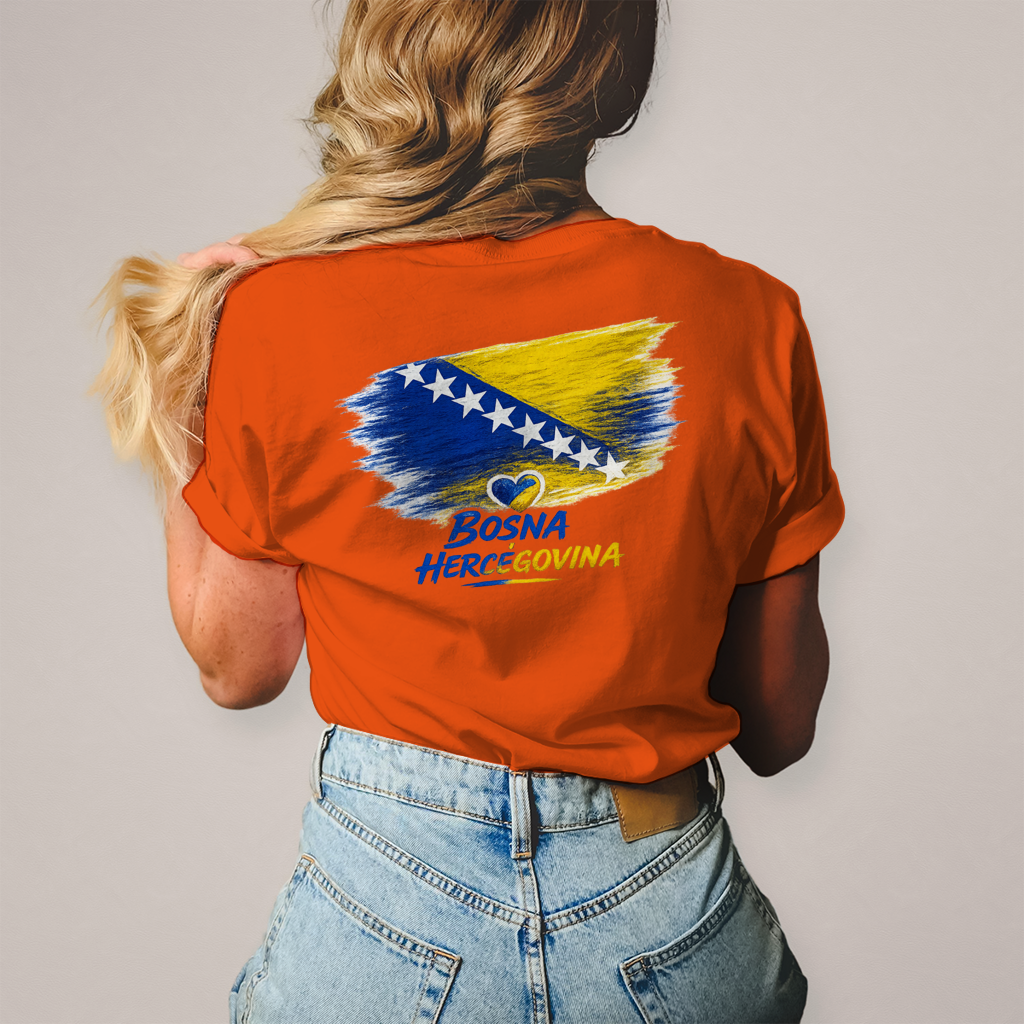 Damen T-Shirt  Bosnien Flagge Herz