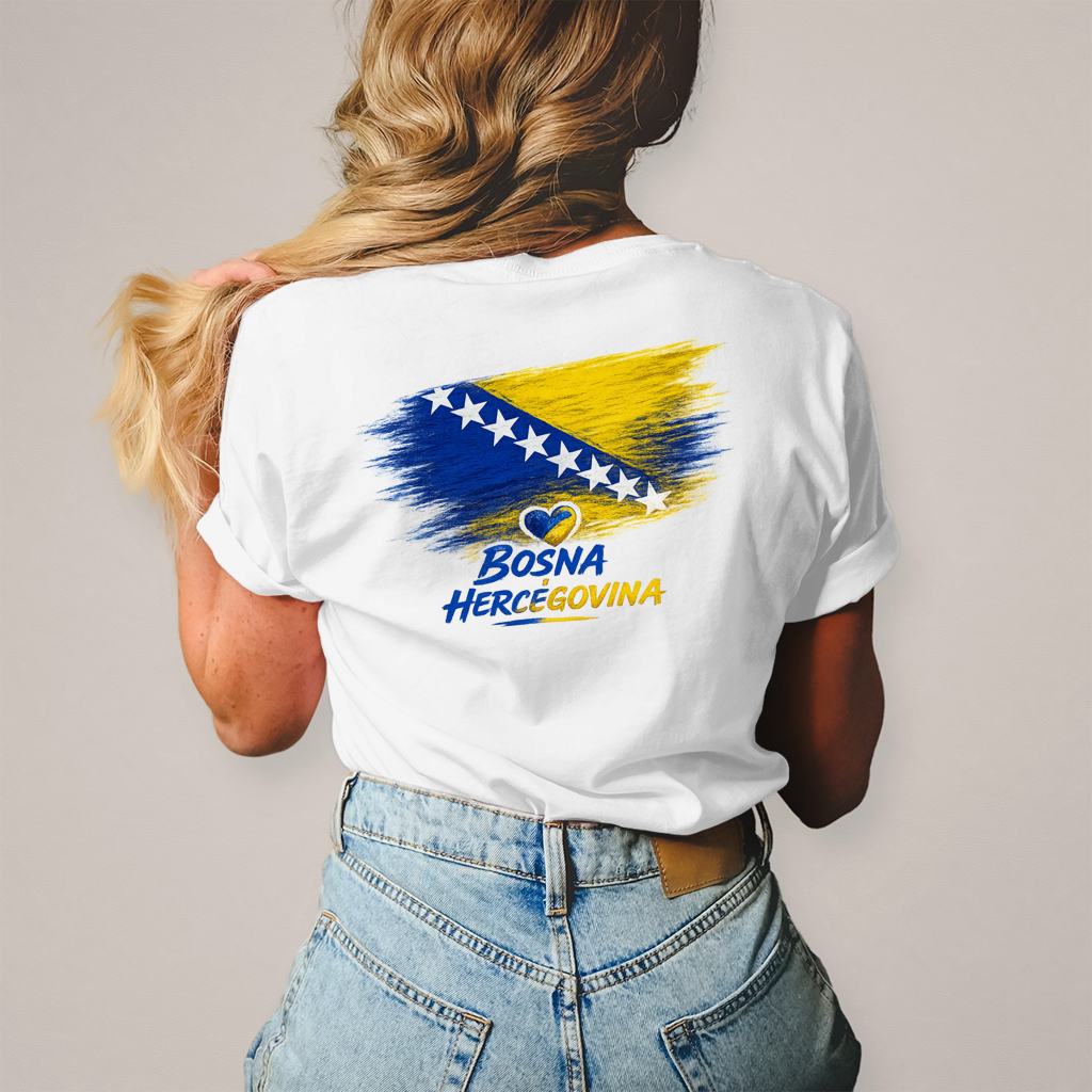 Damen T-Shirt  Bosnien Flagge Herz